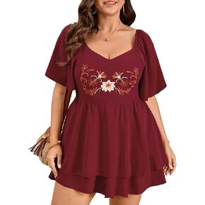 CICIDUDU Women Plus Size Romper Dress Summer Western Boho Floral Short Jumpsuit Cowgirl Country Concert Vacation Playsuit in Saudi Arabia