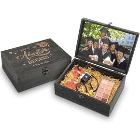BreezeHug 2 Pack Personalized Graduation Keepsake Box 2026 Graduation Cap Gift Box Wooden Memory Chest Boxes with Photo Slot Engraving Grad Gift Boxes for College Him Her Memento, 8.6 x 6.3 x 3.2 in in Saudi Arabia