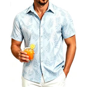 Mens Hawaiian Shirt Short Sleeve Button Down Shirts Casual Summer Beach Tropical Outfits in Saudi Arabia