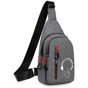 Luminous Light Crossbody Bag Single- Shoulder Backpack Adjustable Portable Men's Outdoor Hiking Sports Backpack (Grey) in Saudi Arabia