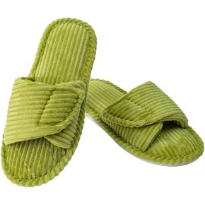 Woman Memory Foam Slippers Open Toe Soft Corduroy Hook& Loop Non-Slip Indoor Outdoor Sole House Shoes in Saudi Arabia