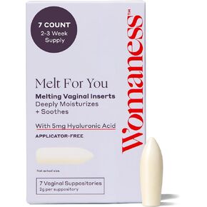 Womaness Melt for You Vaginal Moisturizing Suppositories for Dryness Relief, Hormone-Free Hyaluronic Acid Vaginal Inserts, Applicator-Free Melting Formula, 7 Count in Saudi Arabia