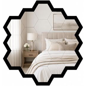 12PCS Acrylic Wall Mirror Tiles, Moroccan Style Self Adhesive Mirror Panels for Bathroom, Bedroom, Living Room, Entryway, Decorative Peel and Stick Mirror Wall Home Decor (Golden) in Saudi Arabia