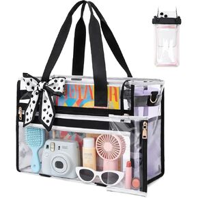 Iridescent Beach Bag for Women, Large Waterproof Sandproof Beach Tote Bag Holographic Clear Tote Purse with Zipper in Saudi Arabia