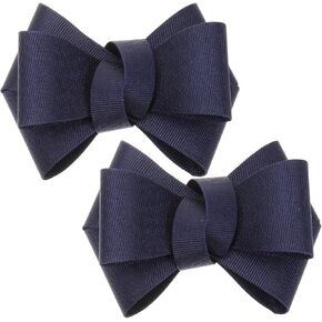Classic Navy Blue Bow Shoe Clips for Women Removable Ribbon Fabric Shoe Charms Reusable Decoration for High Heels Flats Parties and Weddings in Kuwait