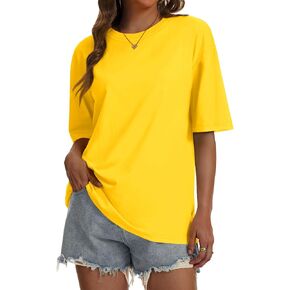 SMENG Women's Oversized Tshirts Cotton Blend Loose Fit Short Sleeve Shirts Basic Comfy Summer Tees Trendy Outfits 2026 in Saudi Arabia