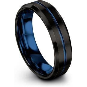 Tungsten Carbide Wedding Band Ring 10mm 8mm 6mm 4mm for Men Women Blue Black Center Line Grey Exterior Bevel Edge Brushed Polished Personalized Custom Engraving Anniversary Engagement in Saudi Arabia