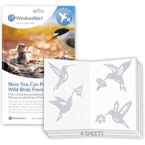 WINDOWALERT Hummingbird Anti-Collision Decal Blemished 4-Pack - UV-Reflective Window Decal to Protect Wild Birds from Glass Collisions - Made in The USA in Saudi Arabia