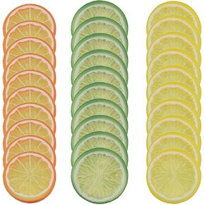 30PCS Plastic Imitation Lemon Slices 5x1cm Colourful Mixed Fruit Slice Model DIY Handicrafts Suitable for Photographing Props and Still Life Studies in Kuwait