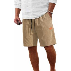 RQP Men's Corduroy Shorts 7 Inch Casual Elastic Waist Drawstring Summer Vacation Shorts in Saudi Arabia