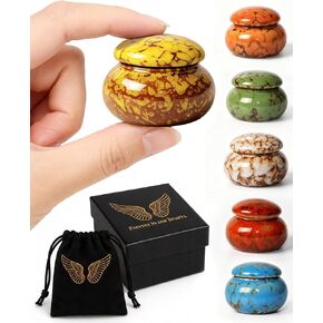 CHONOVO Small Ceramic Keepsake Urn, 1.6'' with Velvet Bag and Box | Handcrafted Ceramic, Unique Pattern, No Leak, Secure Lid, Compact Size, Fits Adult/Pet Ashes, Memorial for Shelf or Desk in Saudi Arabia