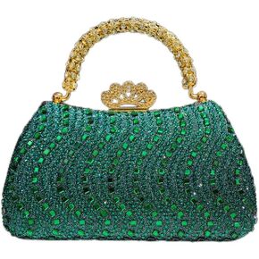 Women's Crystal Evening Clutch Bag, Sparkling Diamond Handbag, Suitable for Cocktail Parties, Dances, Weddings (Dark Green) in Saudi Arabia