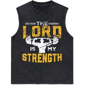 Men's Heavyweight Muscle Tee, Christian Faith Fitness Gym Tank Top, Vintage Graphic Sleeveless Streetwear T-Shirt in Saudi Arabia