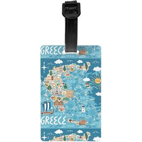 Limpac Greece Map Luggage Tag Baggage Id Label, Travel Suitcase Essentials, with Name Card, Printed Pattern in Saudi Arabia