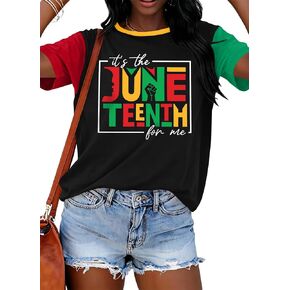 قميص Juneteenth للنساء تي شيرت الحرية الأمريكية الأفريقية 1865، تي شيرت أسود لشهر التاريخ in Kuwait