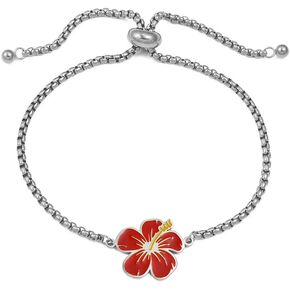 Adjustable Braceles Etched Hibiscus Flowers For Women Hawaiian Guam Puerto Rico PR Guadeloupe Island Jewelry in Kuwait