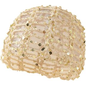 Women's Sparkly Sequin Mesh Beanie Summer Boho Crochet Hollow Out Skull Cap for Party & Daily Wear in Saudi Arabia