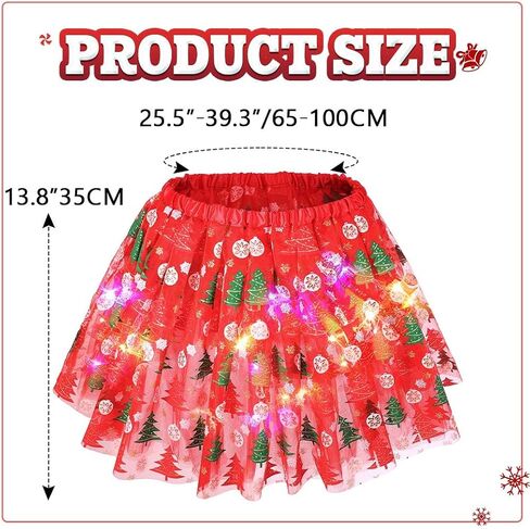 Women Christmas Tutu Light up Santa Tutu Skirts Tulle Layered Dance Skirt Christmas Accessories for Women and Girls in Kuwait