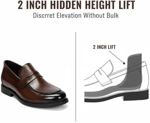 Battle Men Men's Invisible Height Increasing Loafers-Black Slip-on Lightweight Casual Penny Loafer- 2 Inches Taller in Saudi Arabia