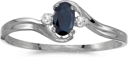 14k White Gold Oval Sapphire And Diamond Ring in Kuwait