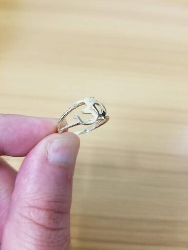 10K Yellow Gold Om Symbol Dainty Yoga Ring in Kuwait