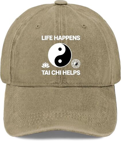Life Happens Tai-Chi Helps Yin-Yang Hat for Women Stylish Washed Distressed in Kuwait