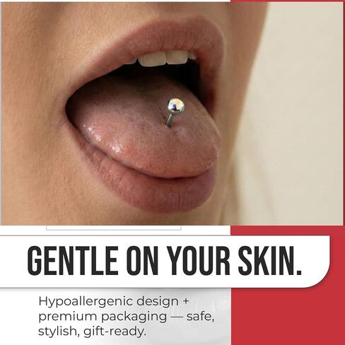 G23 Grade Titanium Single 6mm Stone Ball with 14 Gauge - 14mm, 16mm, 18mm, 19mm, 20mm, 22mm Straight Barbell Tongue Bars - Tongue Ring Stud - Industrial Piercing Body jewelry in Kuwait
