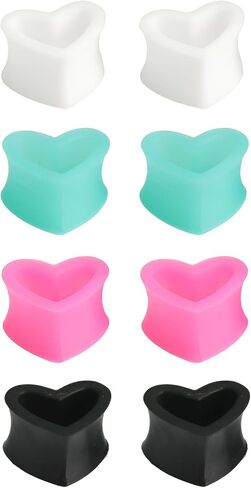 Silicone White/Black/Pink/Cyan Hollow Heart 4 Pairs Ear Tunnels Flexible Stretching Set Hypoallergenic Soft Gauges Expander Kit Body Piercing Jewelry Men Women Tuneles De Oreja Para Hombre in Saudi Arabia