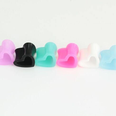Silicone White/Black/Pink/Cyan Hollow Heart 4 Pairs Ear Tunnels Flexible Stretching Set Hypoallergenic Soft Gauges Expander Kit Body Piercing Jewelry Men Women Tuneles De Oreja Para Hombre in Saudi Arabia