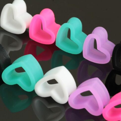 Silicone White/Black/Pink/Cyan Hollow Heart 4 Pairs Ear Tunnels Flexible Stretching Set Hypoallergenic Soft Gauges Expander Kit Body Piercing Jewelry Men Women Tuneles De Oreja Para Hombre in Saudi Arabia