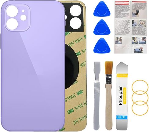 Back Glass Replacement Compatible with iPhone 12 6.1-Inches with Repairing Kit and Installation Instruction (Purple) in Kuwait