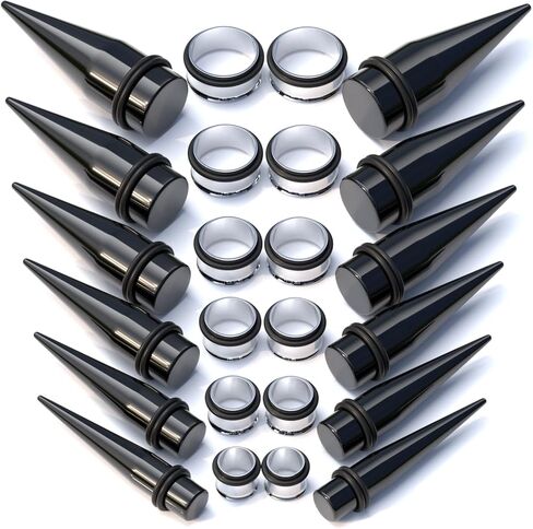 Gauge Ear Stretching Kits 00G-20mm Tapers Metal Tunnels Surgical Stainless Steel Piercing Jewelry in Kuwait