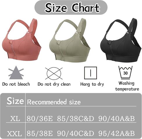 Women Sports Bra Front Fastening High Impact Zip Front Post Surgery Running Yoga Bras Crop Top with Adjustable Straps in Saudi Arabia