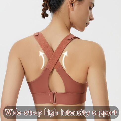 Women Sports Bra Front Fastening High Impact Zip Front Post Surgery Running Yoga Bras Crop Top with Adjustable Straps in Saudi Arabia