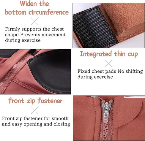Women Sports Bra Front Fastening High Impact Zip Front Post Surgery Running Yoga Bras Crop Top with Adjustable Straps in Saudi Arabia
