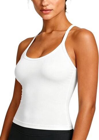 Flamingals Women's Longline Sports Bras Wirefree Padded Racerback Scoop Neck Yoga Workout Gym Tank Top with Built in Bra in Kuwait