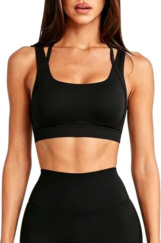 QUOJIZY Supportive Sports Bras for Women Push Up Sports Bra Workout Crop Tops for Women Built-in Bra in Saudi Arabia