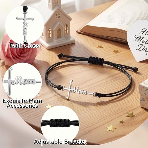 Tudomro 30 Pcs Mother's Day Church Gifts Bulk Cross Mom Bracelets Mother's Day Bracelets Gifts Bulk for Mother Grandma Christian Church Appreciation Gift in Kuwait