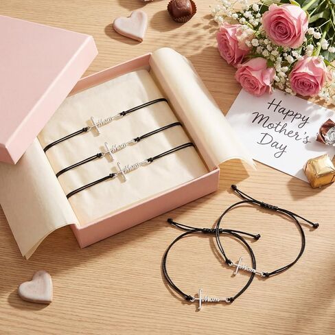 Tudomro 30 Pcs Mother's Day Church Gifts Bulk Cross Mom Bracelets Mother's Day Bracelets Gifts Bulk for Mother Grandma Christian Church Appreciation Gift in Kuwait