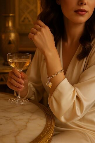 Ora & Eve 18K Gold- Heart Charm Bracelet for Women – Toggle Clasp, Waterproof, Hypoallergenic, Dainty Link Chain, Cubic Zirconia Accent, Adjustable Jewelry Gift in Saudi Arabia