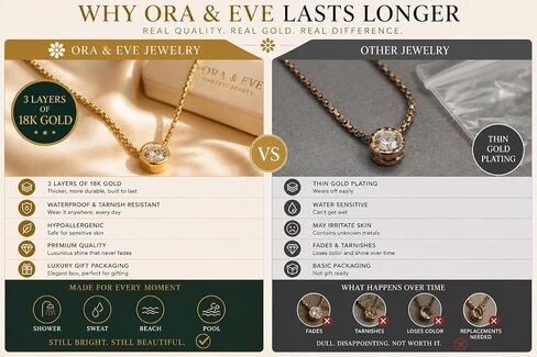 Ora & Eve 18K Gold- Heart Charm Bracelet for Women – Toggle Clasp, Waterproof, Hypoallergenic, Dainty Link Chain, Cubic Zirconia Accent, Adjustable Jewelry Gift in Saudi Arabia