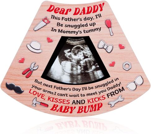 WaaHome Fathers Day Picture Frame for Dad from Daughter Son Baby Funny First Fathers Day Gift for New Dad, Wood Happy Fathers Day from the Bump Photo Frame for First Time Dad Dad to Be Gifts Nursery Decor in Kuwait