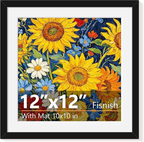 12x12 Picture Frame, for 30x30 Diamond Art Frame, Display Pictures 10x10 with Mat or 12 x 12 without Mat, for Wall Mounting, Black in Saudi Arabia