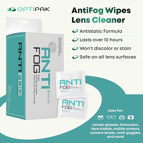 Anti Fog Wipes for Glasses, Binoculars, Face Shields, Ski Masks or Swim Goggles | Pre-Moistened Cleaning Antifog Lens Wipes for Eyeglasses and Defogger for Glasses (60 Count) in Saudi Arabia