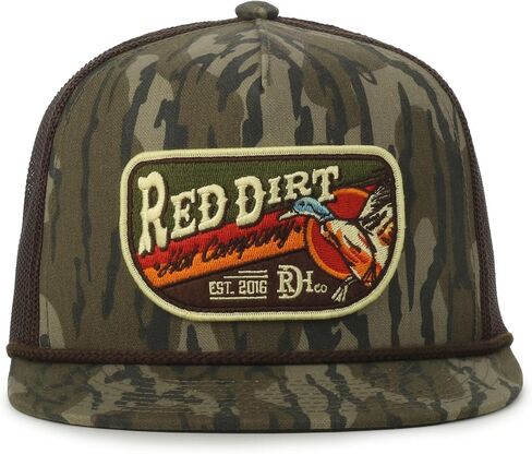 قبعة Red Dirt Hat Co Logo Patch Camo Trucker - قماش قطني، شبكة خلفية، منظمة، إغلاق بلاستيكي سريع، مقاس واحد in Kuwait