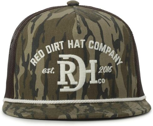 قبعة Red Dirt Hat Co Logo Patch Camo Trucker - قماش قطني، شبكة خلفية، منظمة، إغلاق بلاستيكي سريع، مقاس واحد in Kuwait