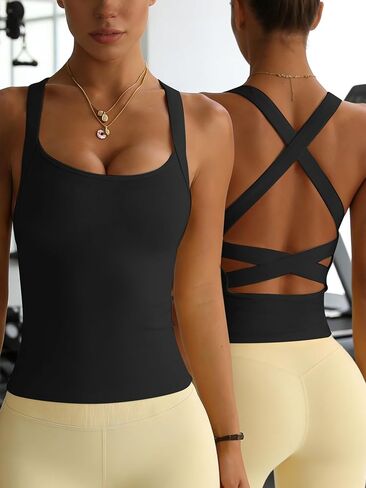 Women High Support Sports Bra Cross Back Strappy Workout Bra for Women Athletic Tank Top Gym Running Fitness Bra in Kuwait