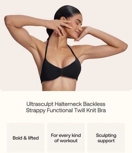 BetterMe Sports Bra for Women - Seamless Halterneck Workout Bra with Removable Cups for Yoga Gym Pilates in Saudi Arabia