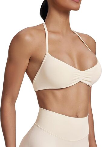 BetterMe Sports Bra for Women - Seamless Halterneck Workout Bra with Removable Cups for Yoga Gym Pilates in Saudi Arabia