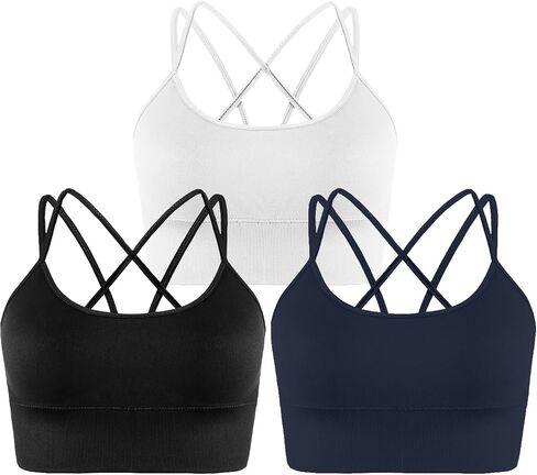 Memoryee Sports Bras Women Padded Cross Back Strappy Non Wired Push Up Medium Impact Crop Top for Running Yoga Dance in Saudi Arabia